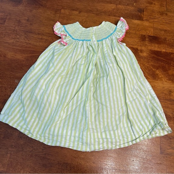 Velani Classics Striped Green and White Kids Dress smocked sailboats size 18 m - Picture 4 of 4